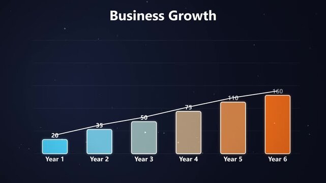 Business growth stairs bar chart animation, seamless loop 4K