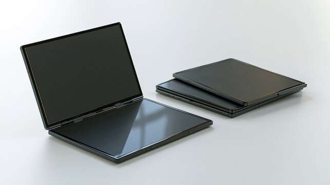 Foldable laptops on a white background as a product showcase