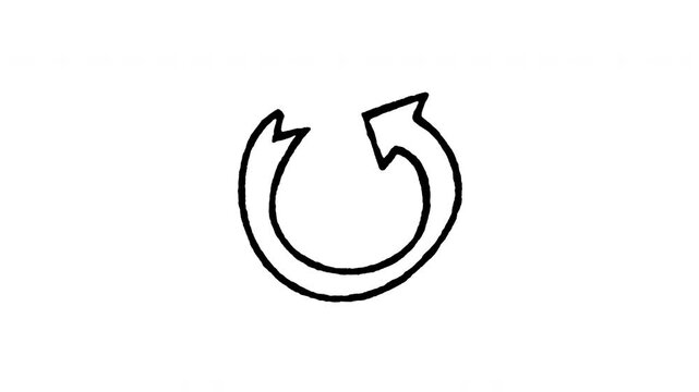 Animated doodle icon of two curved arrows forming a circular refresh cycle symbol.