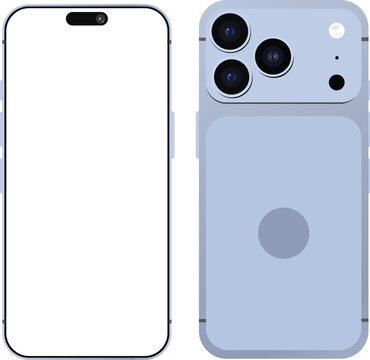 Modern Smartphone Front and Back View with Triple Camera