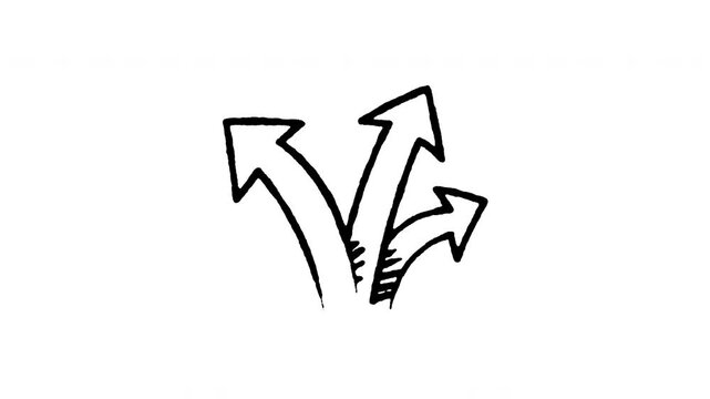 Animated doodle icon of a main path arrow splitting into three fork branches.