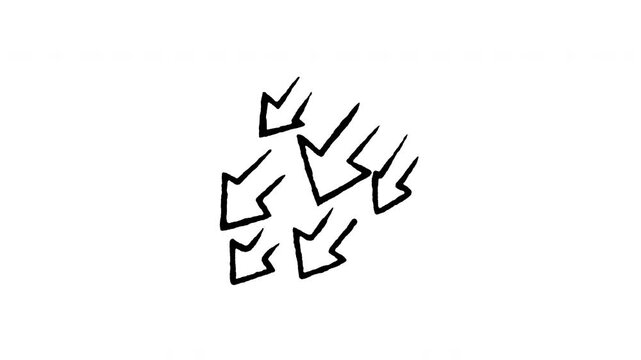 Animated doodle icon of a group of parallel arrows pointing to the bottom left.