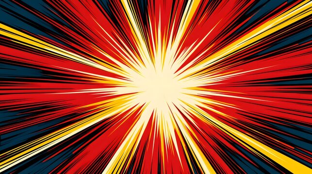Dynamic comic speed lines background with red and yellow energy