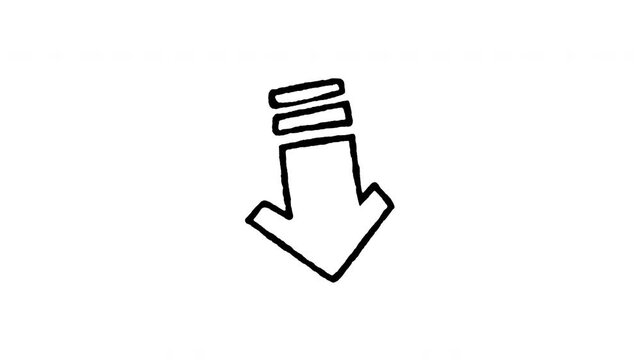 Animated doodle icon of a stair step shaped arrow pointing downward.