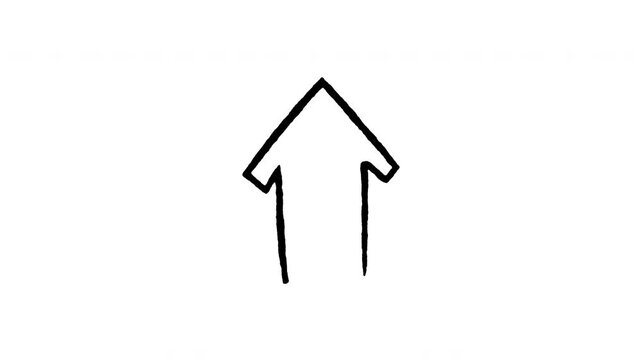 Animated doodle icon of a straight vertical arrow pointing straight up.