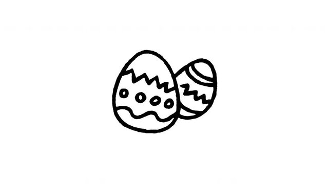 Animated doodle icon of a pair of decorated Easter eggs with patterns.