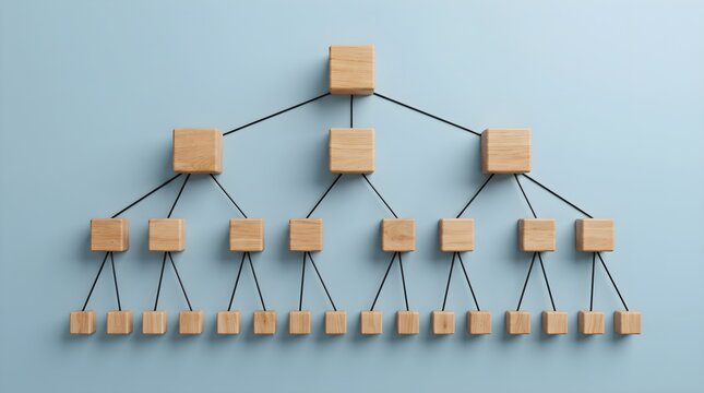 Corporate organizational chart showing tree structure model.