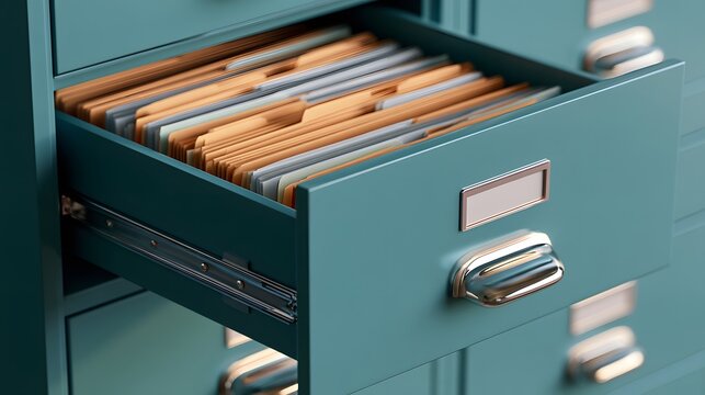 Open file cabinet drawer with folders