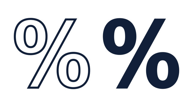 Bold percentage signs featuring dark blue outline and solid typography style for digital media projects