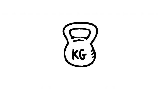 Animated doodle icon of a kettlebell weight for functional training and core strength workout.
