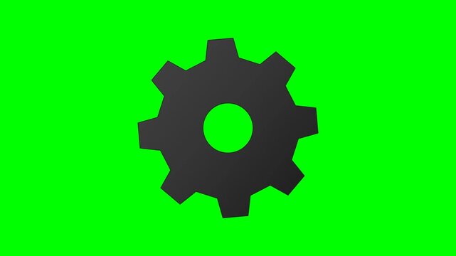 Minimalist Black Gear Icon on Vibrant Green Background Symbolizing Engineering and System Options