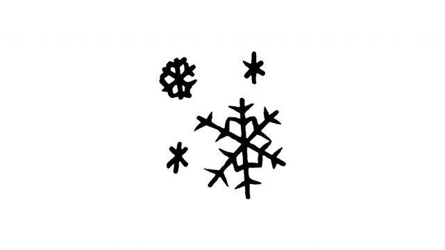 Animated doodle icon of falling winter snowflakes pattern for seasonal cold weather.
