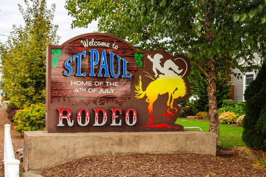 Welcome to St. Paul sign. Oregon, USA