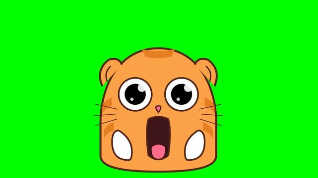 Cute Cartoon Hamster Head with Surprised Expression Vector Illustration on Green Background