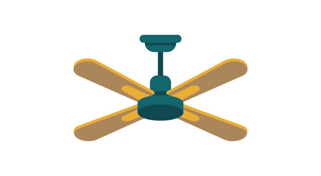 Ceiling fan with four blades is a flat vector illustration