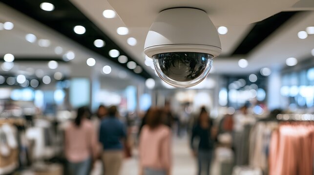Security camera in a shopping mall