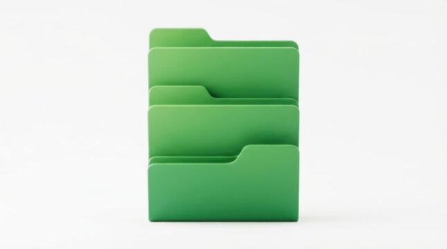 Green desktop document organizer with several folders