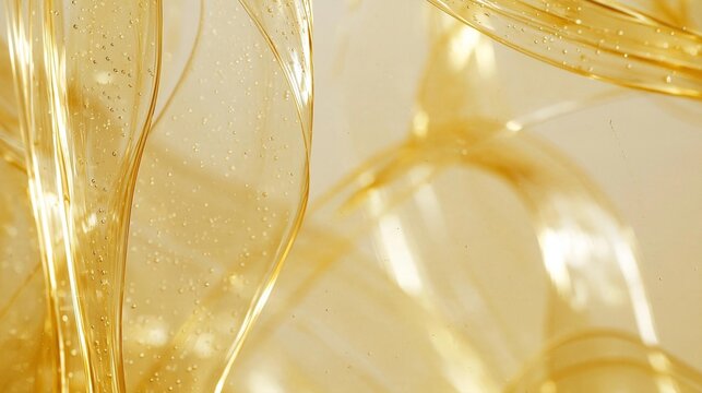 Close-up of a group of curved lines that appear to be made of a golden-colored liquid. the lines are arranged in a way that creates a sense of movement and depth, with some overlapping each other.