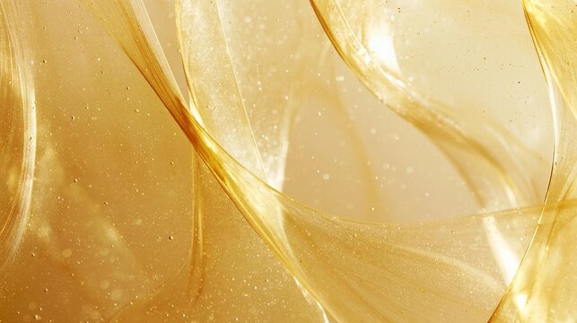Abstract digital art piece that appears to be made up of a series of curved lines and curves. the lines are a golden yellow color and are arranged in a way that creates a sense of movement and depth.