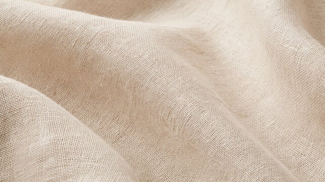 Close-up of a beige fabric with a textured surface. the fabric appears to be made of a soft, lightweight material and has a subtle sheen.