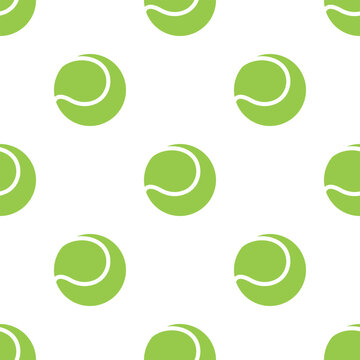 Tennis Ball Pattern, Vector Illustration. Tennis Ball Seamless Pattern with Green Balls. Tennis Ball Pattern on White Background for Sports Fabric, Wallpaper, Textile, Wrapping Paper, Surface Design