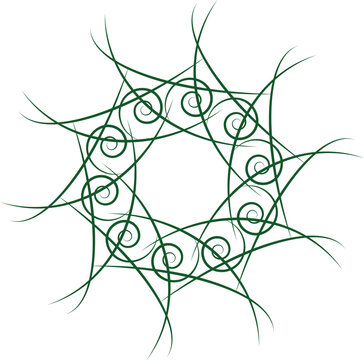Green abstract linear swirl circular mandala pattern with spiral pattern green graphic abstract design decorative ornament thin line geometric art