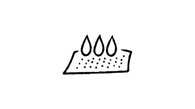 Animated doodle icon of an absorbent sheet layer with dotted texture for quick liquid absorption.