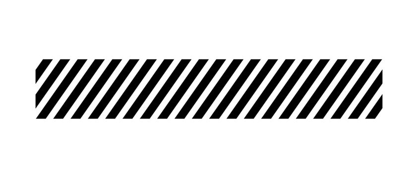 Black diagonal stripe border. Bold warning divider pattern. Modern geometric design for banners, backgrounds, construction graphics and industrial layouts