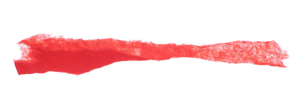 Ripped and peeled red paper, banner strip isolated on white background