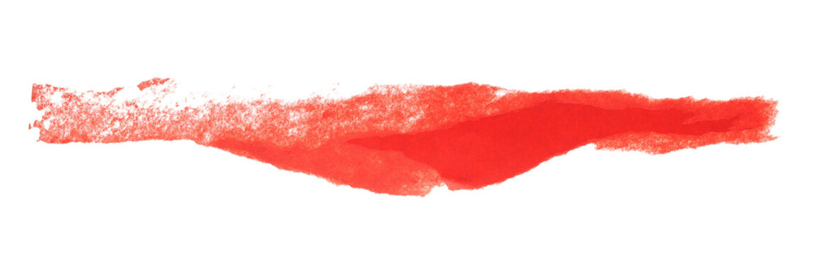 Ripped and peeled red paper, banner strip isolated on white background