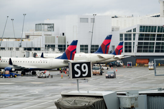 14th of February inspection of Delta Air Lines aircraft at Seattle-Tacoma International Airport, Seattle, Washington, USA. g.