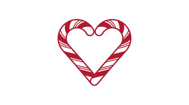 Red and white striped candy canes forming a heart shape vector illustration