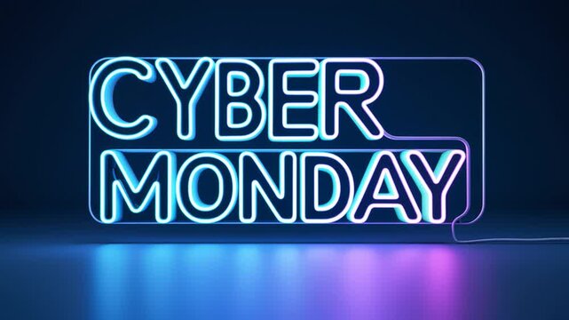 Banner poster card Cyber Monday Neon Sale Sign Percentage Discount offer promotion AI Generative