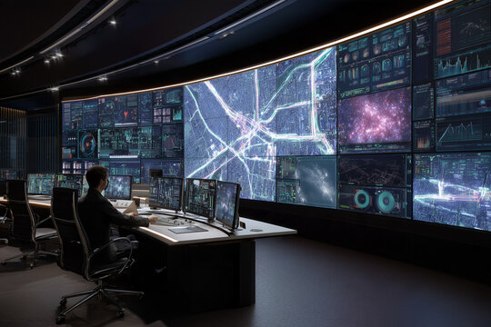 Smart City Control Room with Digital Twin Map Overlay and Traffic Monitoring System

