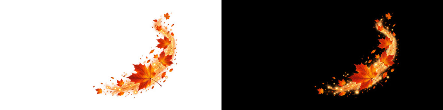 Curved fiery red and orange energy swoosh on transparent background. Dynamic blazing flame trail with burning sparks. Fast combustion motion wave creates hot elemental energy effect.