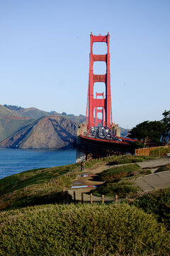 Golden Gate Bridge over San Francisco Bay on a clear sunny day, California, USA. g.