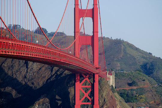 Golden Gate Bridge over San Francisco Bay on a clear sunny day, California, USA. g.