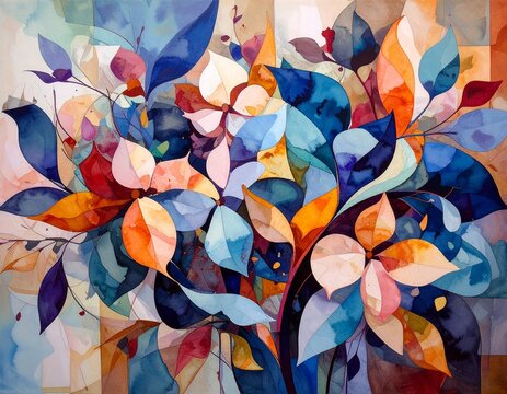 Watercolor abstract Background wallaper with flowers