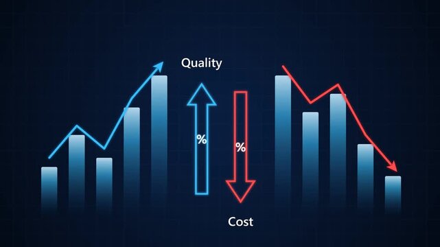 Financial bar chart showing upward growth and downward recession trends in motion video clip