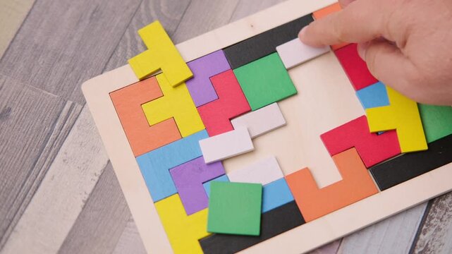 colorful wooden geometric shapes intellectual puzzle, therapy cognitive training, dementia aid, brain health, puzzle pieces, occupational therapy, logical thinking, mental exercise, elderly activity