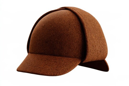 3D-rendered deerstalker hat with twin brims and tweed texture on plain backdrop