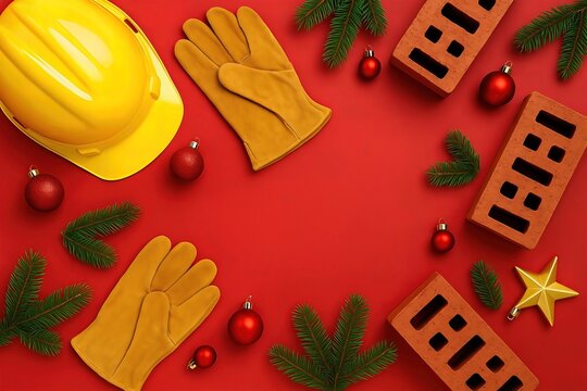 Construction Christmas frame for text 