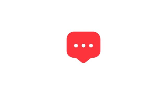 Minimalist red speech bubble icon with three dots