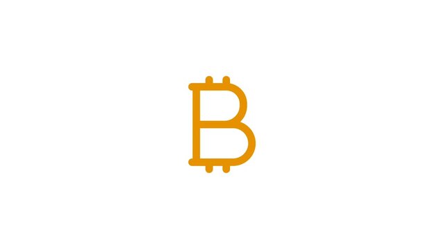 Minimalist orange Bitcoin symbol outline on plain white background