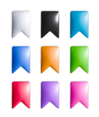 Nine bookmarks icon set in various colors © Yingko