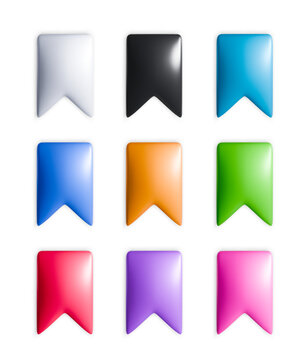 Nine bookmarks icon set in various colors