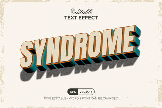 Vintage Text Effect Syndrome 3D Long Shadow Style. Editable Text Effect.