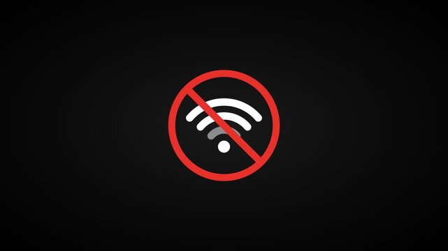Abstract digital illustration of a disabled wireless internet signal, symbolizing a loss of network connectivity, offline status, or a connection problem in dark mode