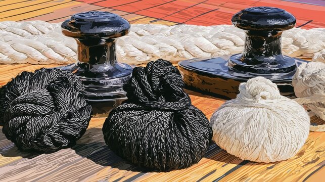 Vector set of mooring bitts used for securing ships and yachts