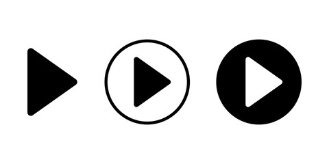 Set of black play button icons for media player interface or video streaming design © Md